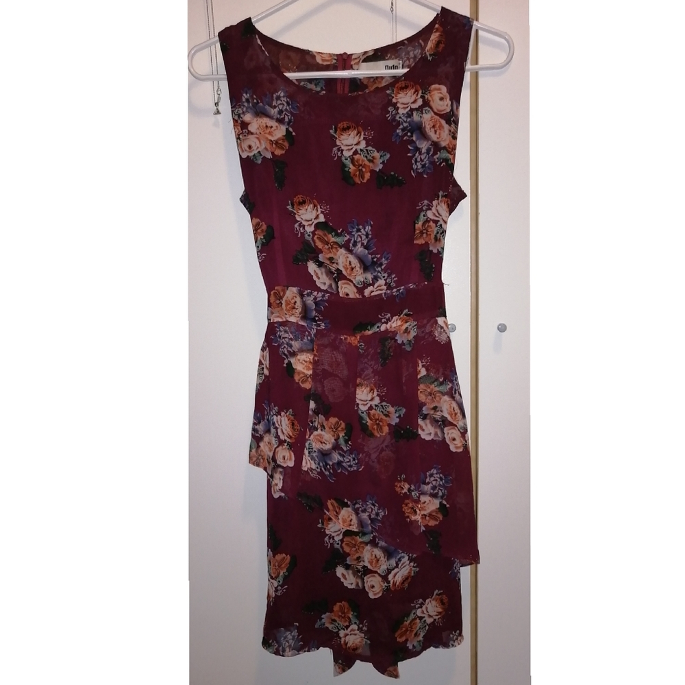 Red floral dress S/M